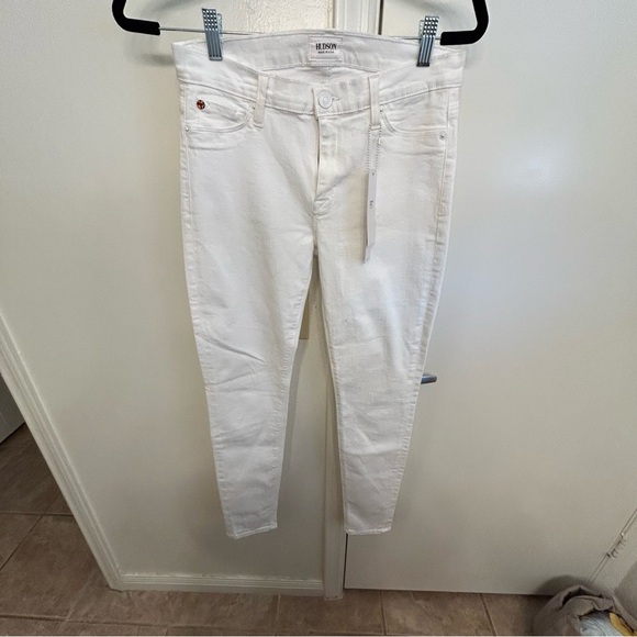 NWT Hudson Nico Mid Rise Super Skinny Jeans White Size 28 Stretch Denim - Picture 2 of 11
